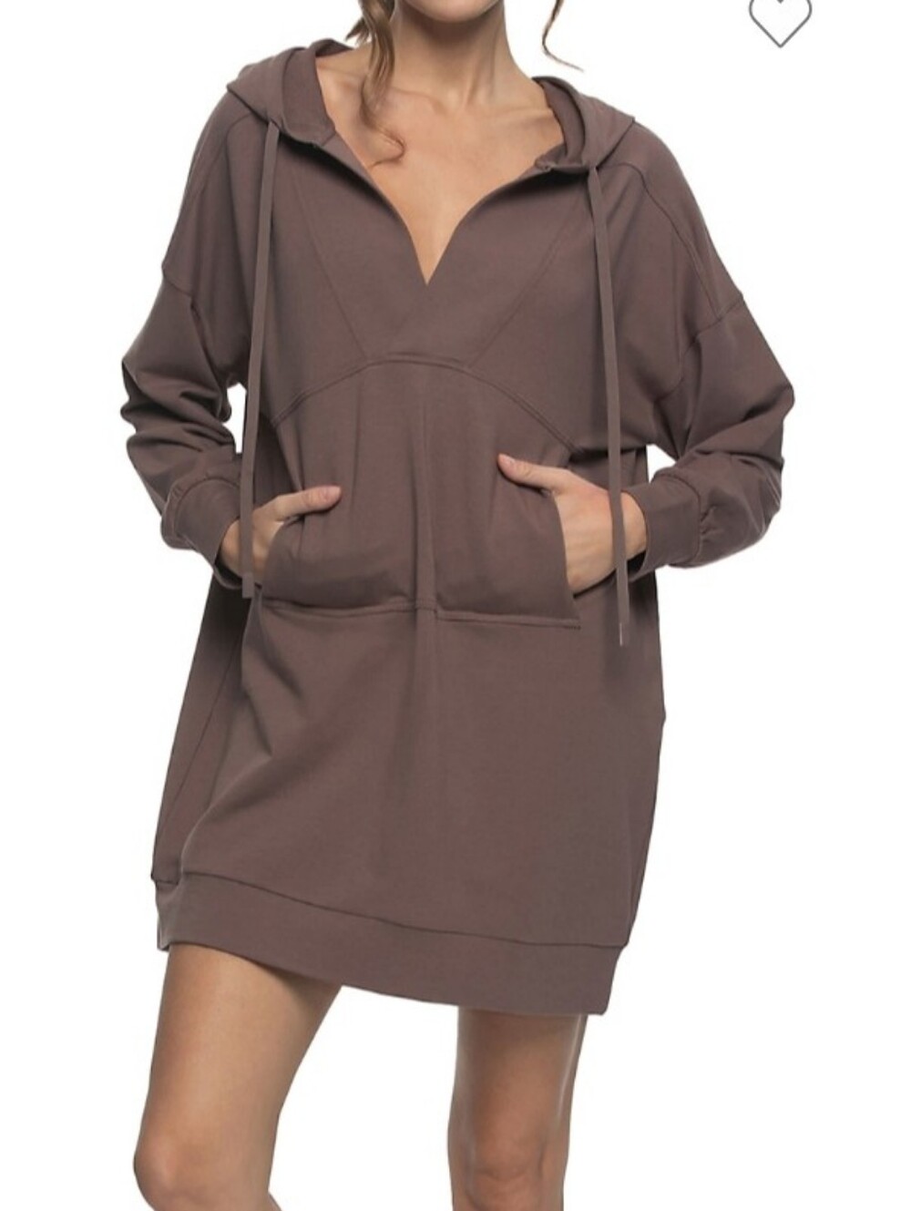 Felina Women's Hooded Mini Dress In A Coco Brown Large